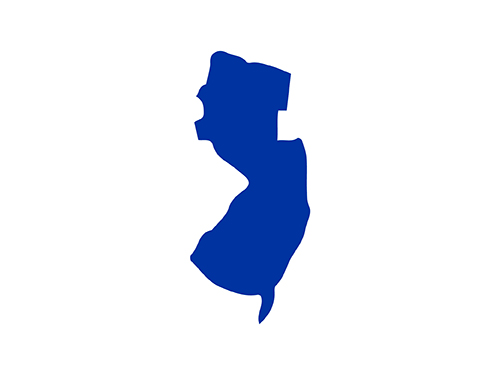 Blue icon of the state of New Jerey