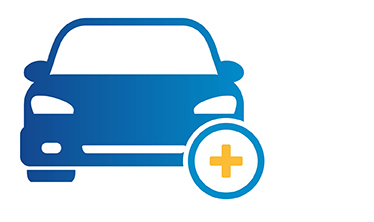 Blue and yellow icon of the Auto Plus package coverage